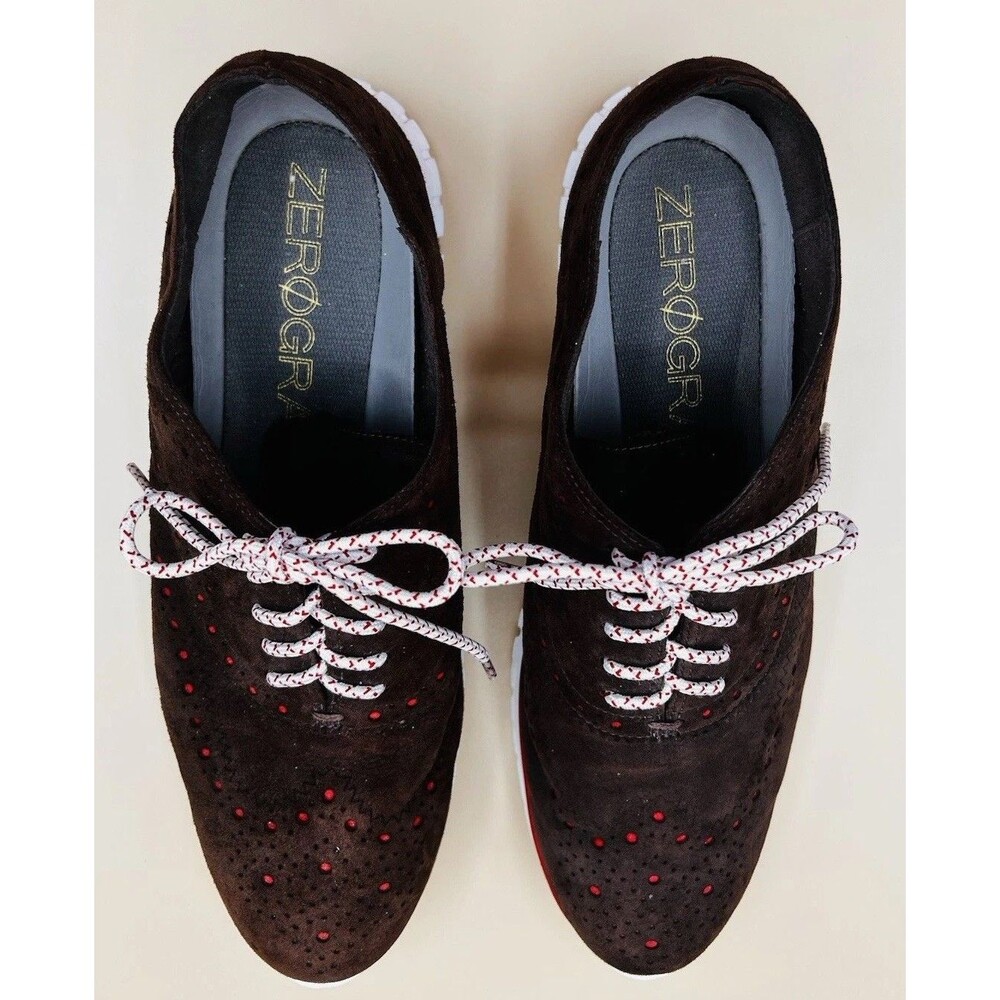Cole Haan Women's Size 9B ZeroGrand Wingtip Oxford Low Lace Up Brown Suede